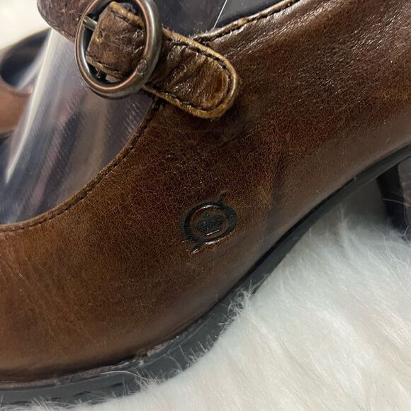 Hand Crafted Born Mary Jane Heeled Shoe Brown Genuine leather Size 9.5 Bin11 - Picture 3 of 12